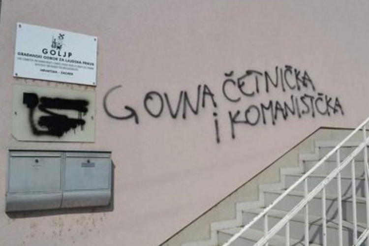 Vandalizam u Zagrebu: Grafit "Go*na četnička i komunistička"