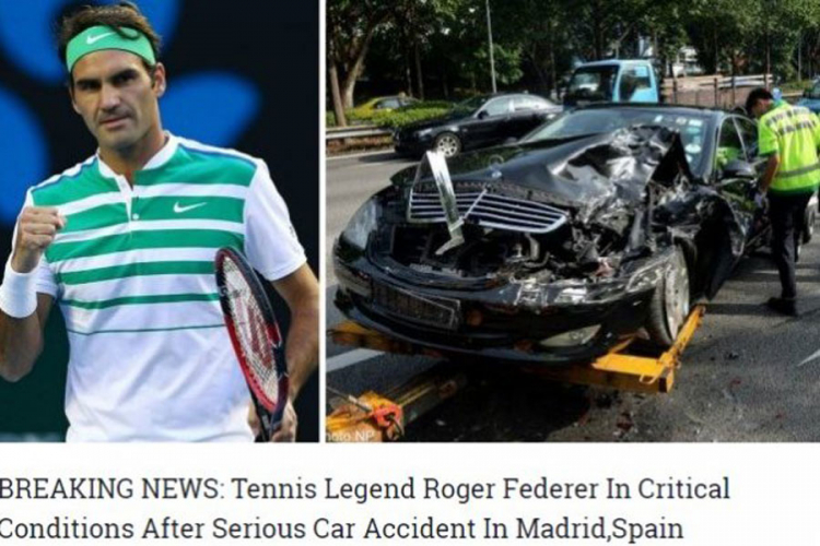 Izmislili da je Federer teško povrijeđen u saobraćajnoj nesreći