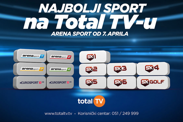 Arena sport kanali u ponudi Total TV-a