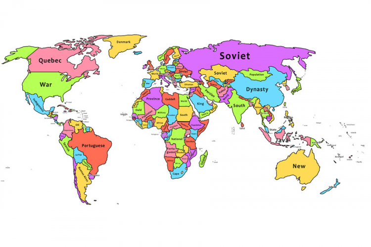 Koje su najčešće riječi na Wikipediji za svaku zemlju na svijetu
