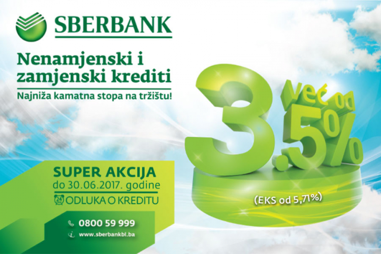 Sberbank Banja Luka super akcija: Nenamjenski-zamjenski krediti
