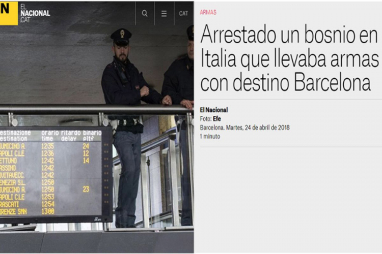 Državljanin BiH pokušao prebaciti arsenal oružja u Barselonu