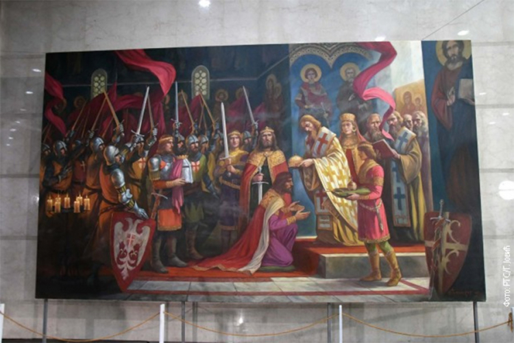 Predstavljena monumentalna slika "Krunisanje Stefana Prvovenčanog"