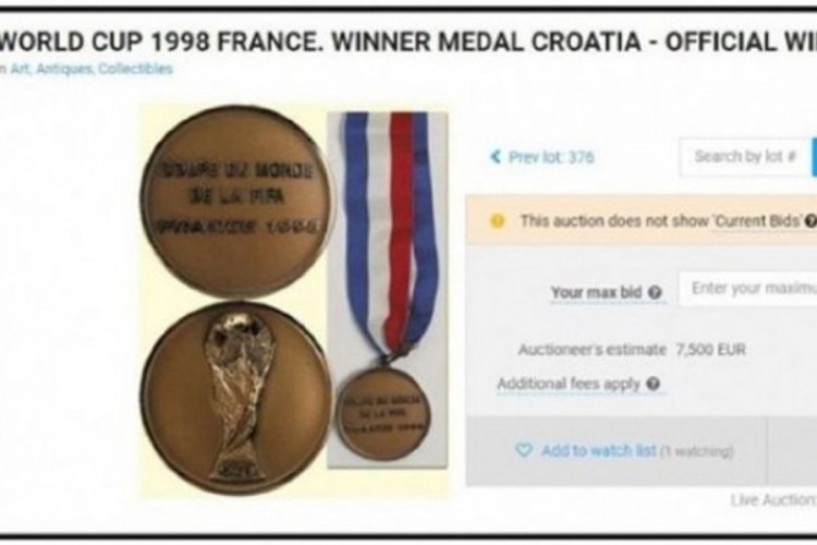 Bronzana medalja "vatrenih" iz Francuske na aukciji