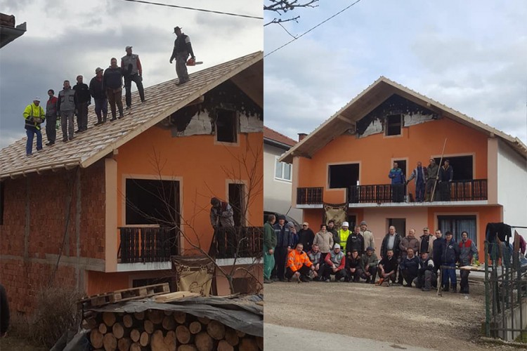 Komšije nakon požara porodici izgradile novi krov