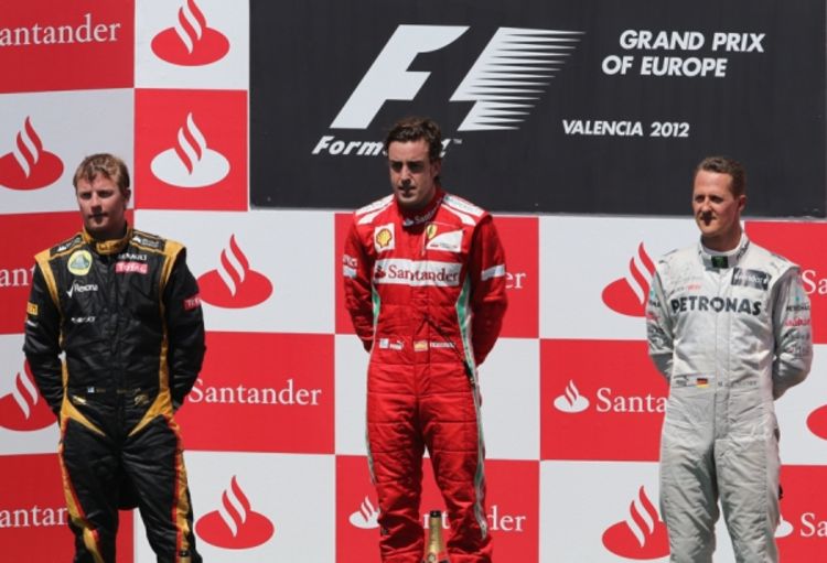 Alonso, Raikonen i Šumaher na podijumu u Valensiji