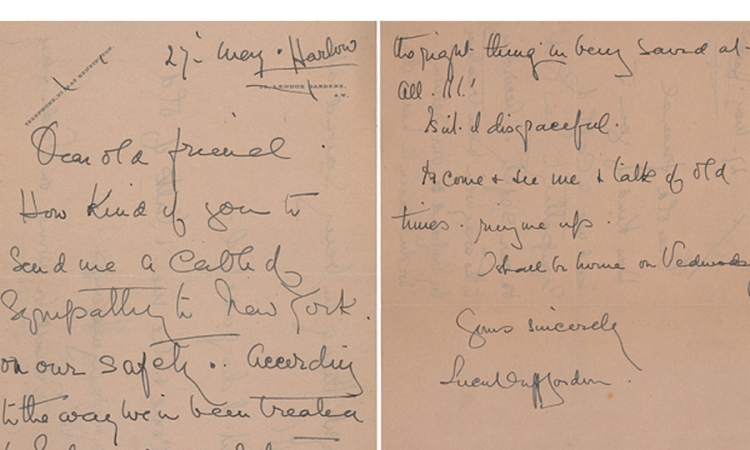 Pismo engleske aristokratkinje sa Titanika na aukciji