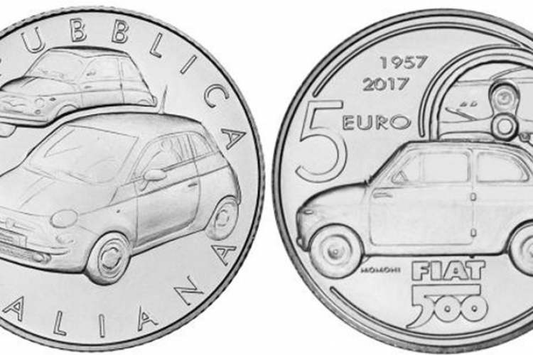 Fiat 500 na novčiću od 5 evra