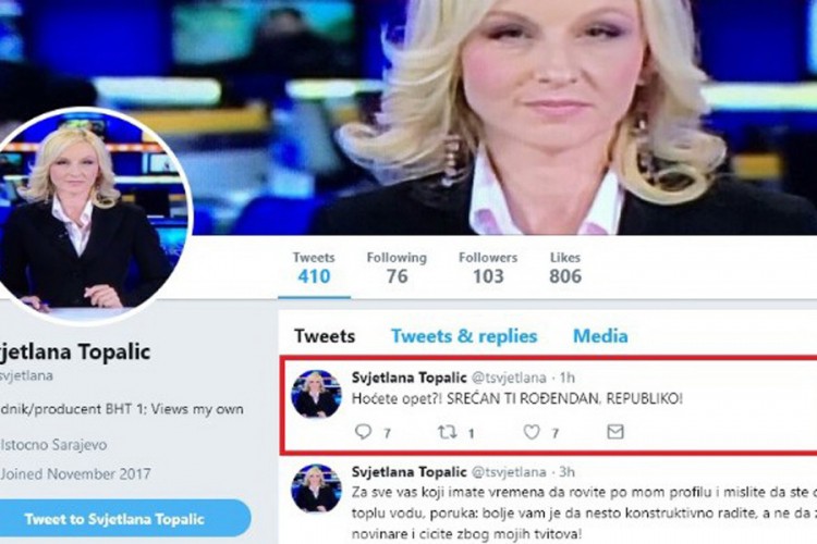 Linč i prijetnje smrću Svjetlani Topalić zbog čestitke na Twitteru