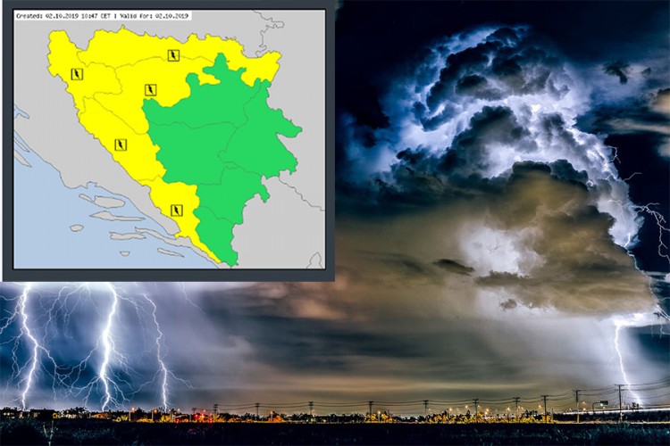 Žuti meteoalarm za četvrtak upaljen u BiH