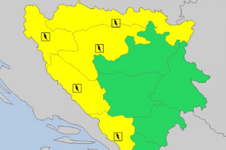 Oprez: Upaljen žuti meteoalarm za BiH