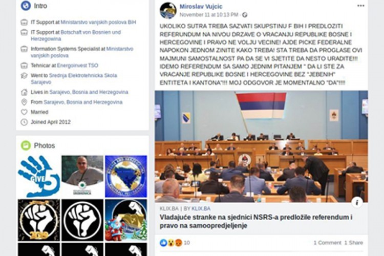 Vujčić: Neko zloupotrijebio moj Facebook profil