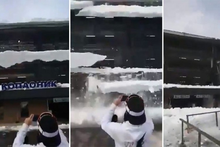 Šokantni snimak sa Kopaonika: Snijeg se survao sa krova garaže