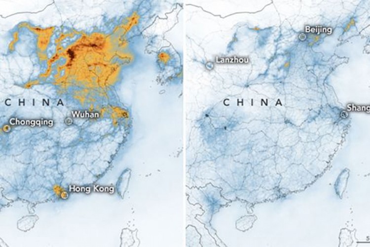 NASA objavila fotografije: Virus korona "očistio" vazduh u Kini