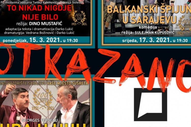 Otkazane tri predstave u Narodnom pozorištu Sarajevo