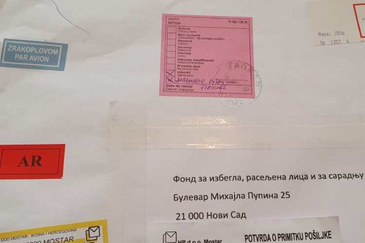Pošta Zagreb vratila pošiljku na ćirilici natrag u Mostar