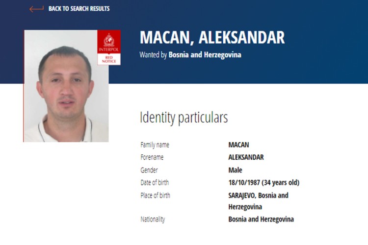 Interpol objavio potjernicu za Aleksandrom Macanom