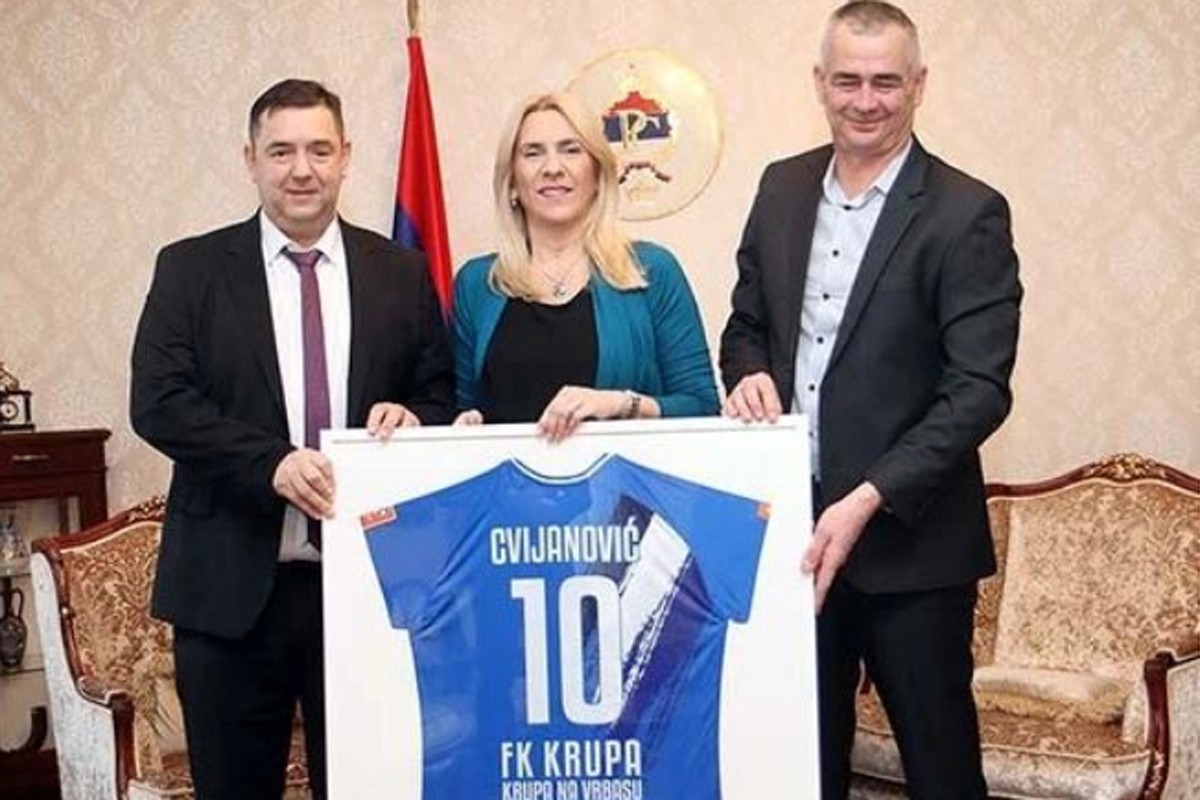 Željka Cvijanović upriličila prijem za rukovodstvo FK Krupa