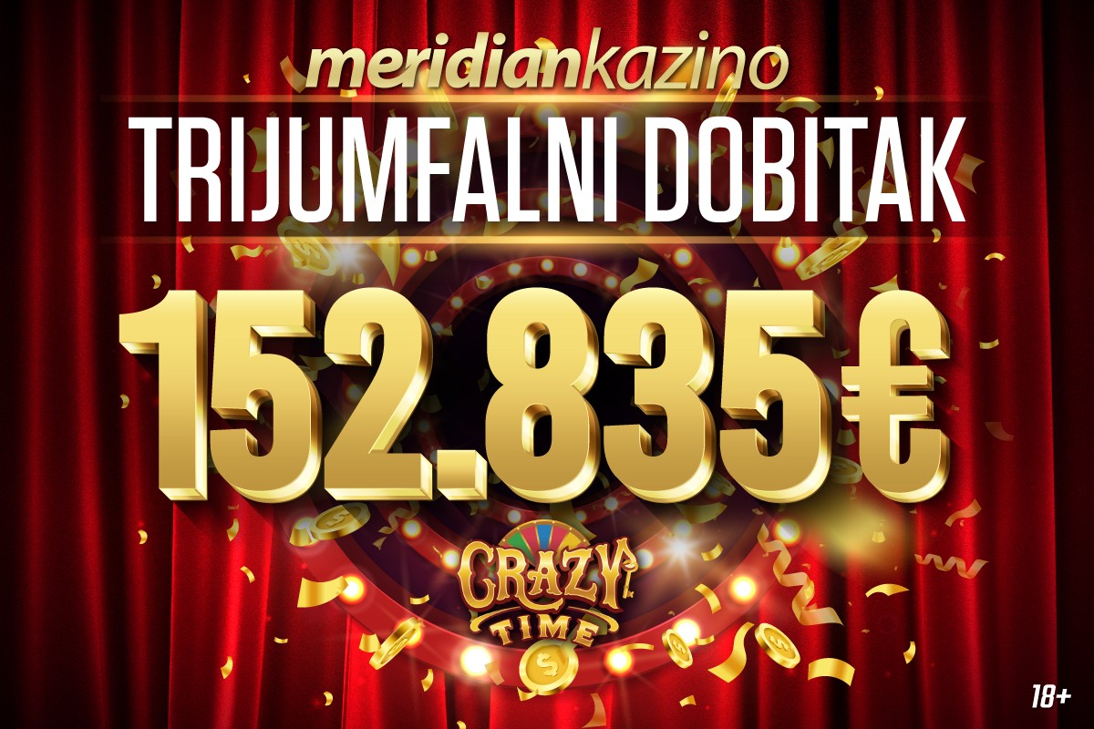 Novi istorijski kazino dobitak: Meridian Kazino isplatio više od 150.000 eura