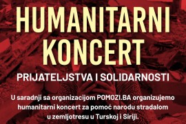 Koncert prijateljstva za Siriju i Tursku