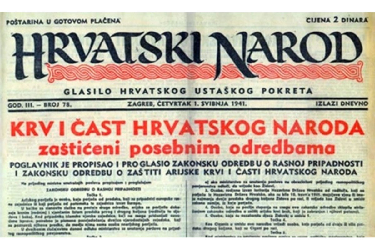 NDH 30. aprila 1941. uvela rasni zakon, počeo progon Jevreja, Srba i Roma