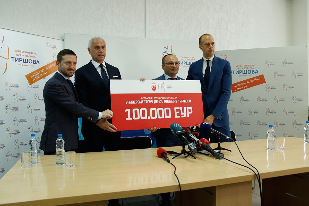 Zvezda donirala 100.000 evra Dečijoj klinici u Tiršovoj