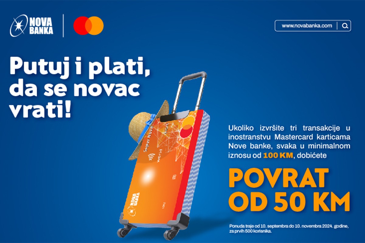 Nova banka i Mastercard vraćaju dio novca na vaš račun