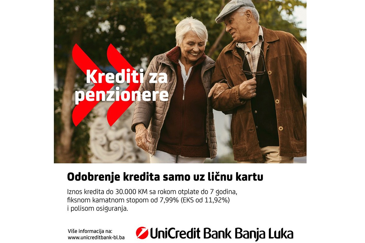 UniCredit banka kreirala posebnu ponudu kredita za penzionere