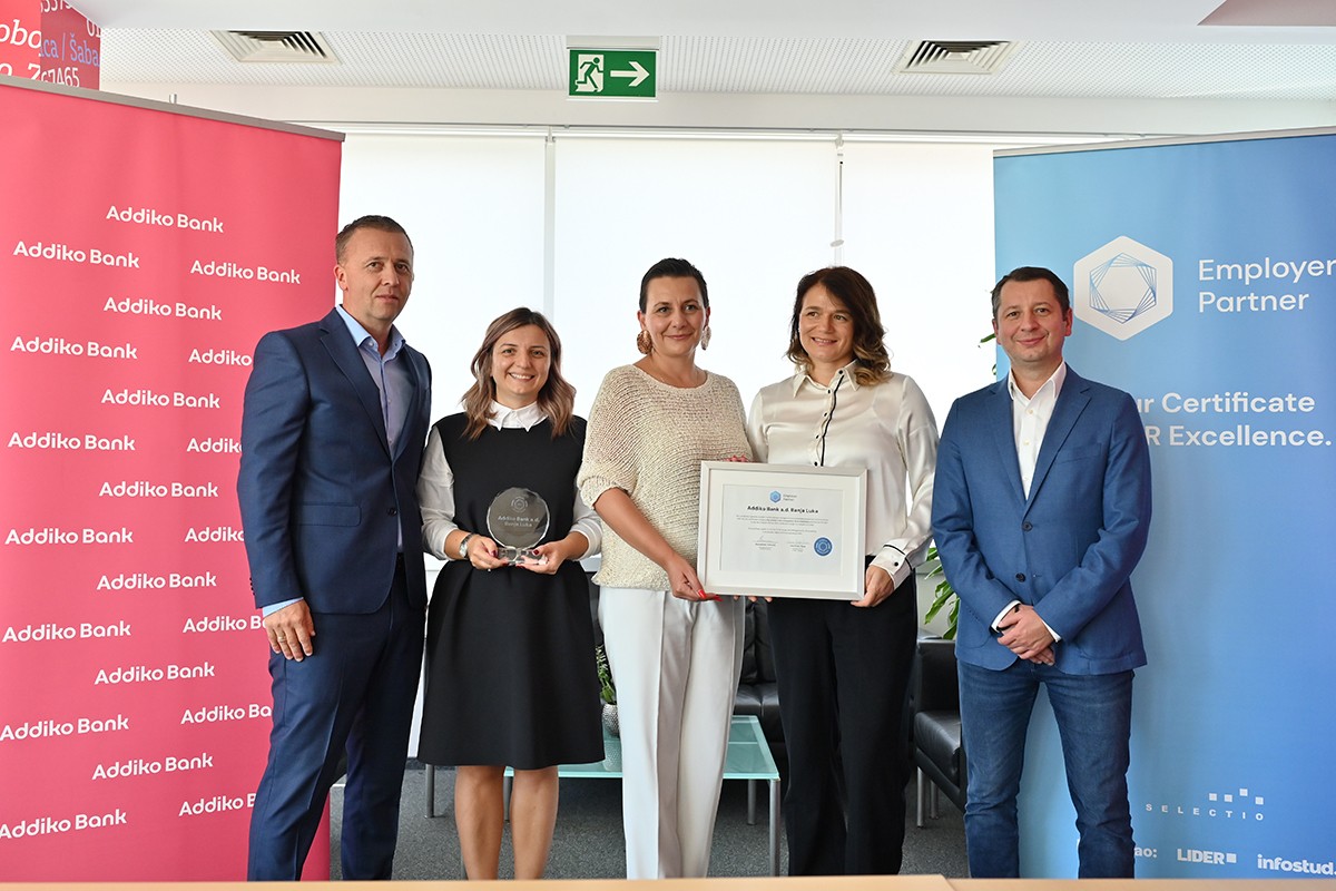 Addiko Banka Banjaluka stekla prestižni Employer Partner certifikat